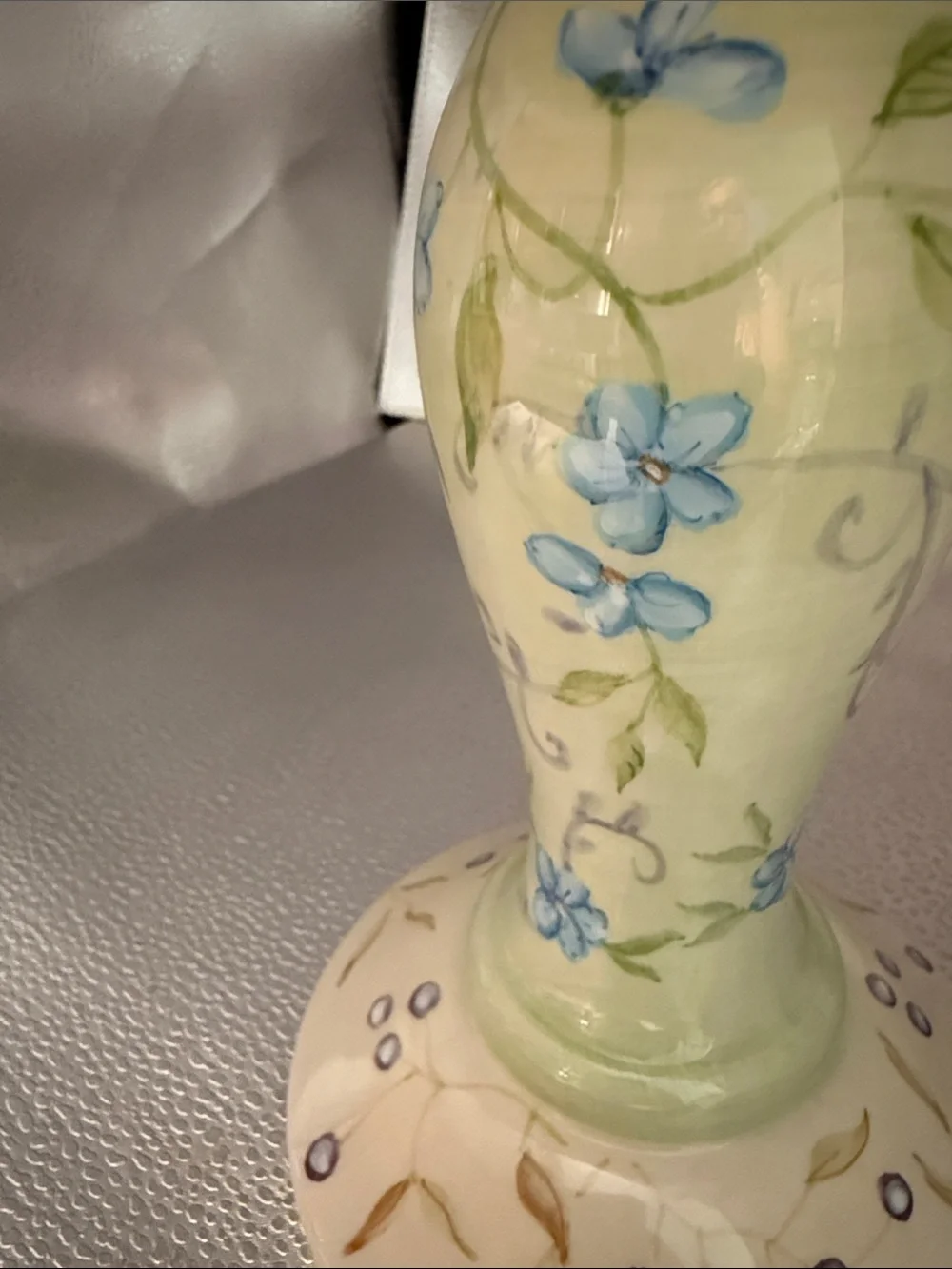 Hand-Painted Floral Ceramic Pillar Candle Holder in Beautiful Pastels